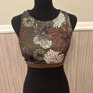 Lab Joy Floral Cross Back Sports Bra Yoga Gym Workout Large